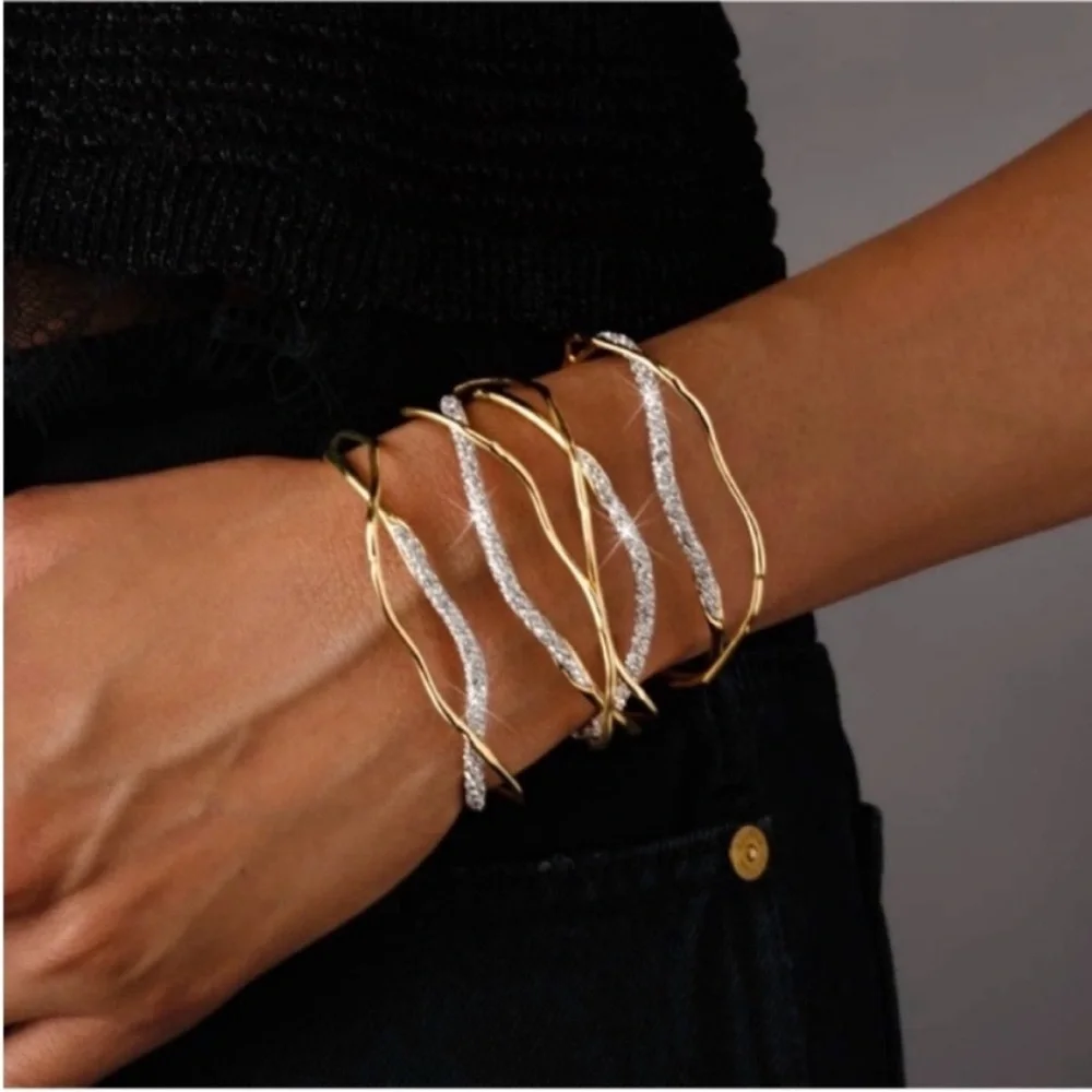 ALEXIS BITTAR • Solanales Gold Silver Crystal Cuff Bracelet - Picture 11 of 16